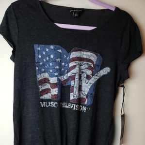 NWT Rock & Republic MTV Retro Tee w/ Tie S